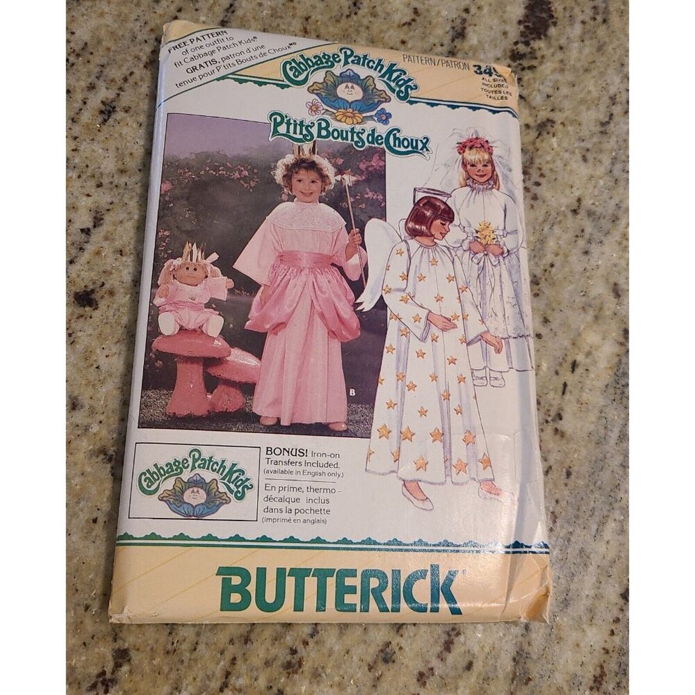 Butterick 3490 Cabbage Patch Kids Girls Costume Angel Bride Princess 4-14 Uncut